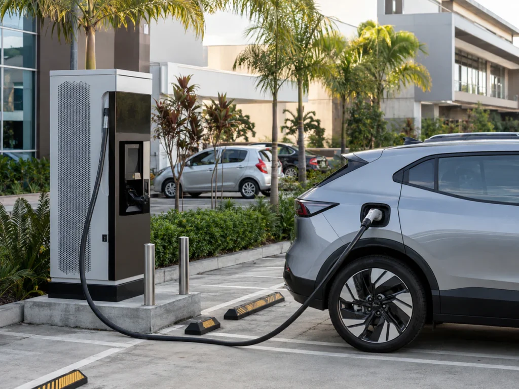 Carregador para veículo elétrico instalado em prédio comercial